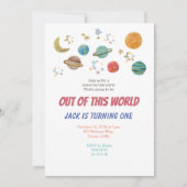 Planeten Waterverf BIrthday Party Invitation Kaart (Voorkant)