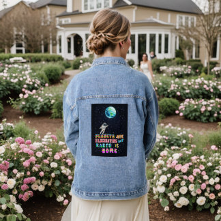 Planeten zijn fascinerend, maar de aarde is thuis denim jacket