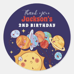 Planeten Zon Buitenruimte Kinderen van Birthday Pa Ronde Sticker