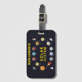 Planeten Zonnesysteemmonogram Astronaut Kinder Fun Bagagelabel (Voorkant (verticaal))