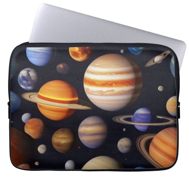 Planetenpatroon Laptop Sleeve (Voorkant)