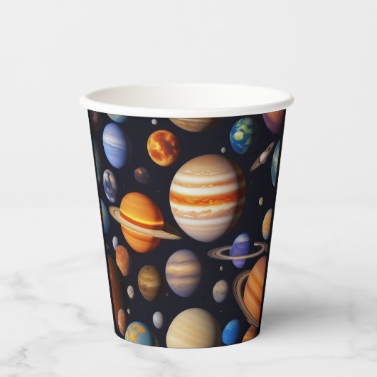 Planetenpatroon Papieren Bekers (Voorkant)