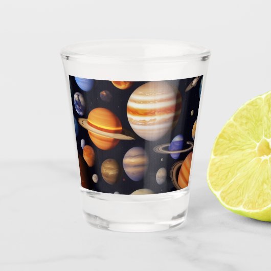 Planetenpatroon Shot Glas (Voorkant)