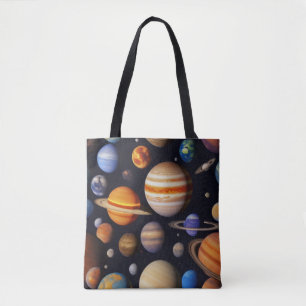 Planetenpatroon Tote Bag