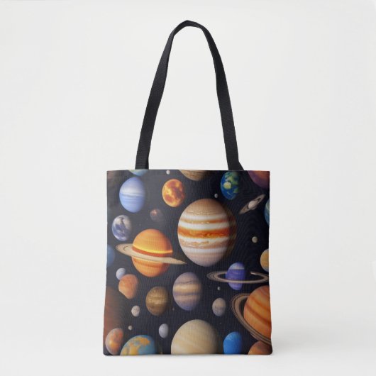 Planetenpatroon Tote Bag (Voorkant)