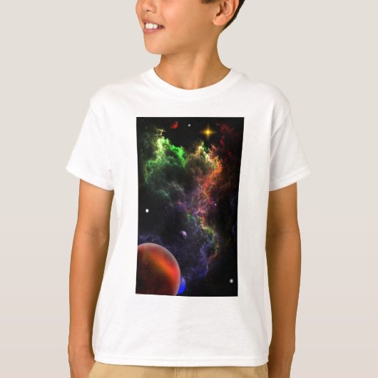 Planetoïden in de ruimte van de Nebula Cluster Art T-shirt (Voorkant)