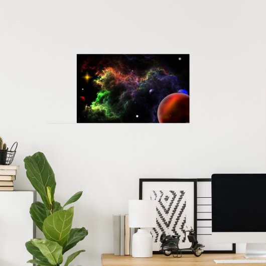 Planetoïden in het nebulascluster poster (Thuiskantoor)