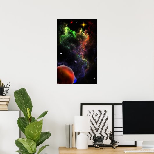 Planetoïden in het nebulascluster RR90 Poster (Thuiskantoor)