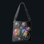 Planetoids Crossbody Tas<br><div class="desc">Seven planetoids are emerging into our universe through a space-time continuum portal. Each sphere is a world of wonder and amazement. Can they continue to expand and fill our space? Only time will tell. Adventurous explorers of alternate dimensions will carry their supplies in this intriguing tote understanding that they are...</div>