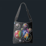 Planetoids Crossbody Tas<br><div class="desc">Seven planetoids are emerging into our universe through a space-time continuum portal. Each sphere is a world of wonder and amazement. Can they continue to expand and fill our space? Only time will tell. Adventurous explorers of alternate dimensions will carry their supplies in this intriguing tote understanding that they are...</div>
