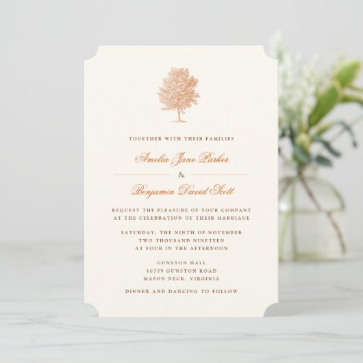 Planetree Maple Wedding Invitation Kaart (Staand voorkant)