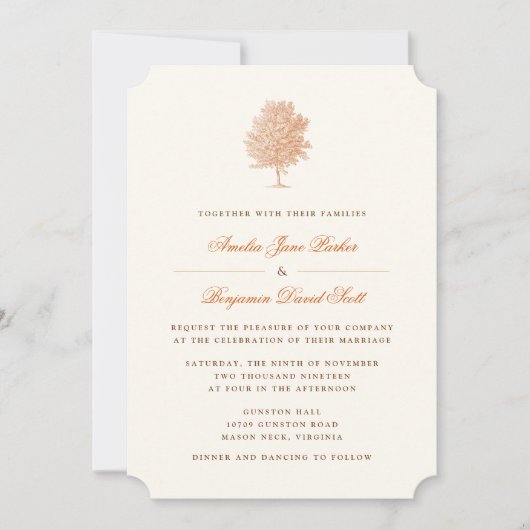 Planetree Maple Wedding Invitation Kaart (Voorkant)