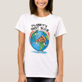 Planet's Best Slice: Aarde met Pizza T-shirt (Voorkant)