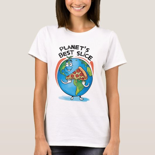 Planet's Best Slice: Aarde met Pizza T-shirt (Voorkant)