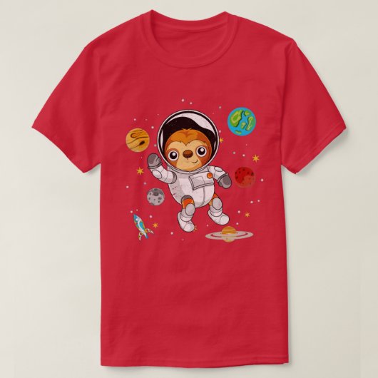 Planets Lazy Animal Space Astronomy Astronaut Slot T-shirt (Design voorkant)