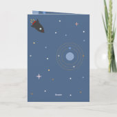 Planets & Rocket, Outer Space Birthday Kaart (Achterkant)