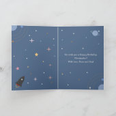 Planets & Rocket, Outer Space Birthday Kaart (Binnen)