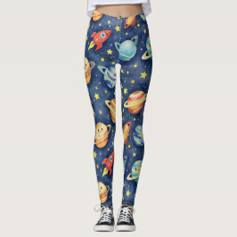 Planets Rocket Ships Sterren Galaxy Leggings