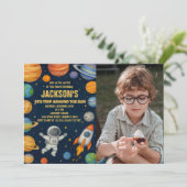 Planets & Rockets verjaardagsuitnodiging Kaart (Staand voorkant)