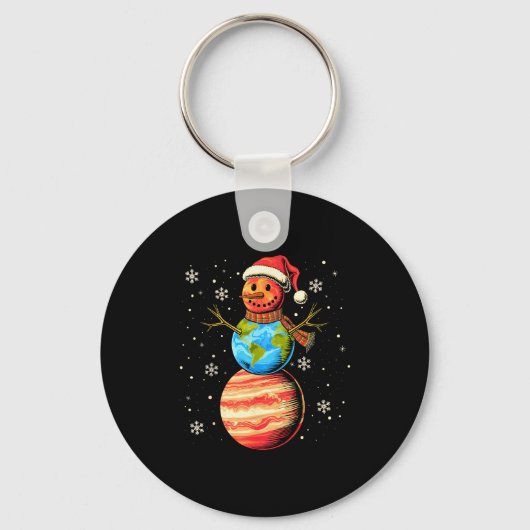 Planets Snowman Space Funny Christmas Astronomy Fo Sleutelhanger (Voorkant)