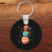Planets Snowman Space Funny Christmas Astronomy Fo Sleutelhanger (Voorkant)