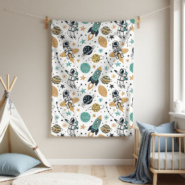 Planets & Stars Blanket Baby Boy Shower Gift Fleece Deken