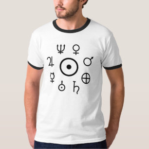 Planetsymbolen Cirkel rond zon (min plunjon) T-shirt