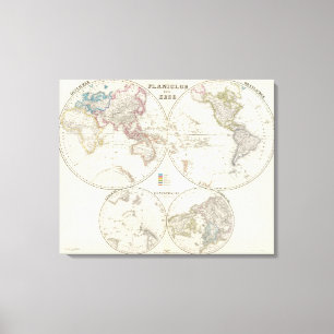 Planiglob der Erde Atlas Map Canvas Afdruk
