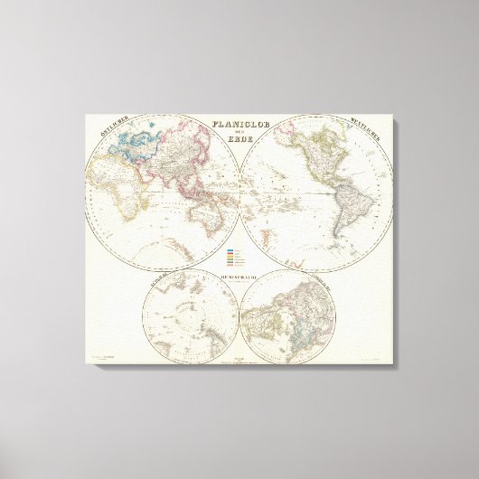Planiglob der Erde Atlas Map Canvas Afdruk (Voorkant)