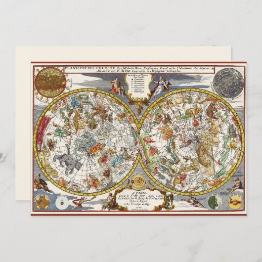  Planisfeer sterrenkaart van Nicholas de Fer (Voorkant / Achterkant)