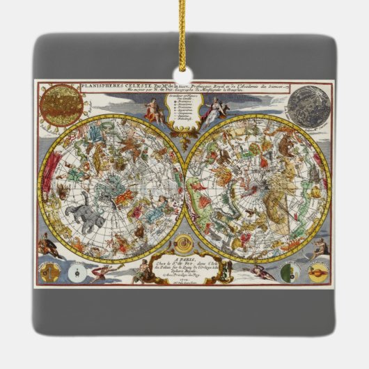  Planisfeer sterrenkaart van Nicholas de Fer Keramisch Ornament (Achterkant)