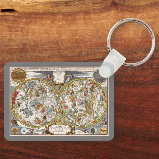  Planisfeer sterrenkaart van Nicholas de Fer Sleutelhanger (Voorkant)