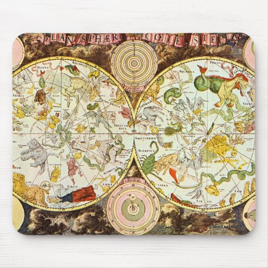 Planisphæri Coeleste 1698 - Astrologiediagram Muismat (Voorkant)