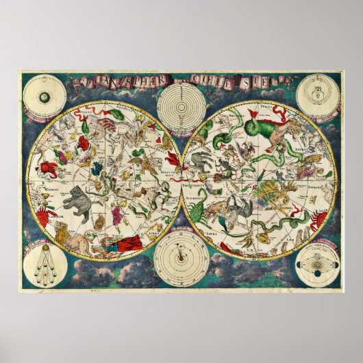 Planisphæri coeleste Celestial Map Frederick De Wi Poster (Voorkant)