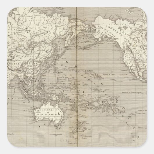 Planisphere-diagram van het zonnestelsel vierkante sticker (Voorkant)