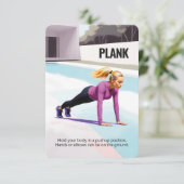 Plank Fitness Kaart met Blue Backing (Staand voorkant)
