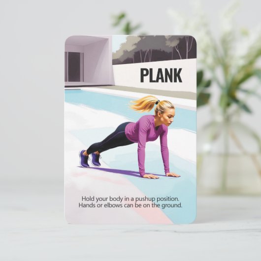 Plank Fitness Kaart met Blue Backing (Staand voorkant)