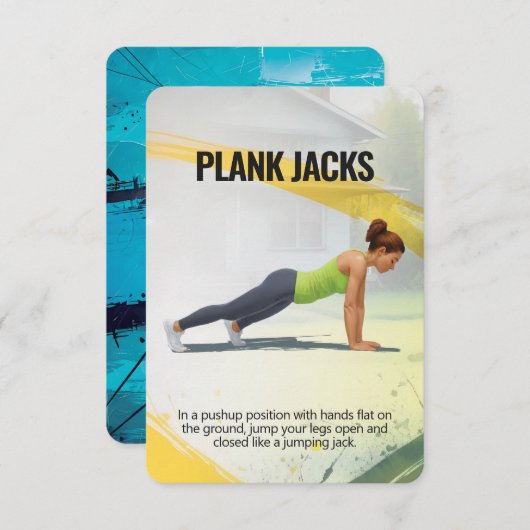 Plank Jacks Fitness Kaart met Blue Backing (Voorkant / Achterkant)
