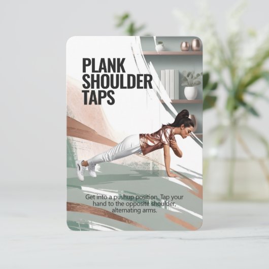 Plank Schouder Taps Fitness Kaart met Blue Backing (Staand voorkant)