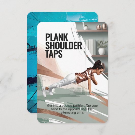 Plank Schouder Taps Fitness Kaart met Blue Backing (Voorkant / Achterkant)