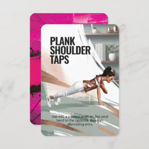 Plank Schouder Taps Fitness Kaart met Roze Rug
