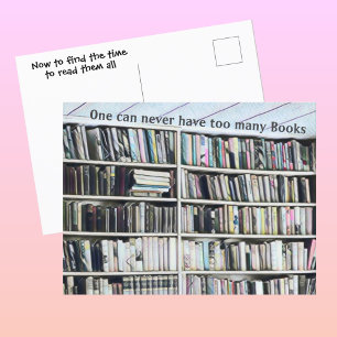 Planken van pastelboeken Grappige boekenkast Briefkaart