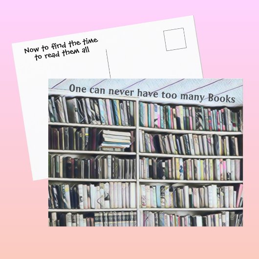 Planken van pastelboeken Grappige boekenkast Briefkaart