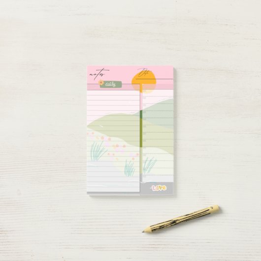 Planlijst voor landschapsnotities post-it® notes (Op bureau)