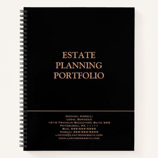 Plannen van de staat Portfolio - Zwart | Goud Notitieboek (Voorkant)