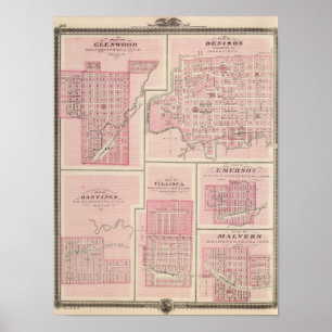 Plannen van Glenwood, Denison, Hastings Poster