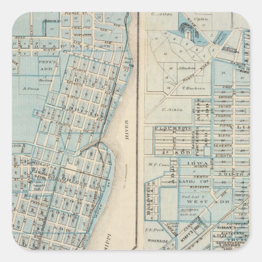 Plannen van Lyon en Clinton, provincie Clinton Vierkante Sticker (Voorkant)