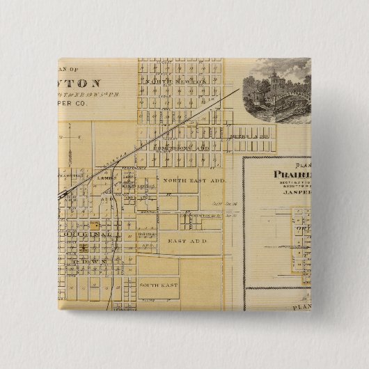 Plannen van Newton, Prairie City Vierkante Button 5,1 Cm (Voorkant)