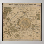  plannen van Parijs, Franse Antiek plattegrond Poster (Voorkant)
