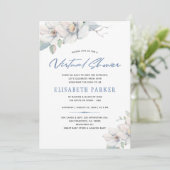 Plannen wijzigen blauw bloemenvirtueel baby shower kaart (Staand voorkant)